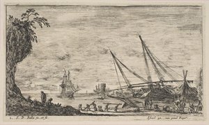 प्लेट 1: जहाजों के साथ बंदरगाह, 'सीस्केप्स' पेसेजेस मैरीटाइम्स से, सीए। 1644. द्वारा स्टेफानो डेला बेला