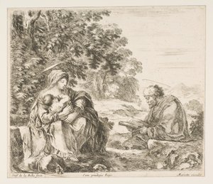 मिस्र में उड़ान पर आराम करो, ca. 1649। द्वारा स्टेफानो डेला बेला