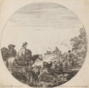 औरत और ऊँट के साथ चरवाहे और झुण्ड, 1646। द्वारा स्टेफानो डेला बेला
