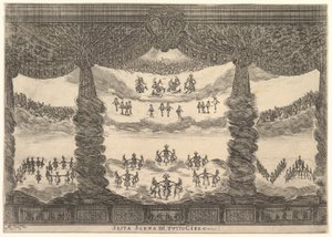 छठा दृश्य, आकाश, देवताओं की शादी से ले नोज़े दली देई, 1637। द्वारा स्टेफानो डेला बेला