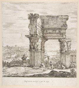 वेस्पासियन और रोमन फोरम का मंदिर, छह बड़े विचारों से, चार रोम के, और दो ..., 1656 से।