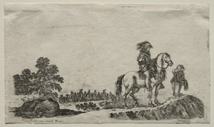 विभिन्न आंकड़े और परिदृश्य: एक खोया घुड़सवार मार्ग, 1649 में प्रवेश करते हुए। द्वारा स्टेफानो डेला बेला