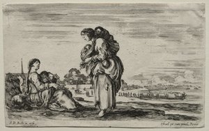 विभिन्न आंकड़े और परिदृश्य: दो माँ एक साथ चैटिंग, 1649। द्वारा स्टेफानो डेला बेला