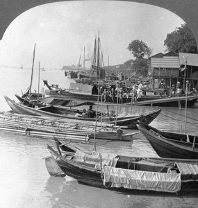 इरावदी नदी, रंगून, बर्मा, 1908 को देखते हुए द्वारा स्टीरियो यात्रा सह