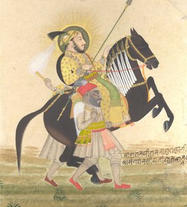 महाराणा संग्राम सिंह राइडिंग ए प्राइज स्टालियन, ca. 1712। द्वारा स्टिपल मास्टर