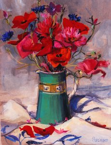 हरे गुड़ में खसखस और कॉर्नफ्लॉवर, 1994,