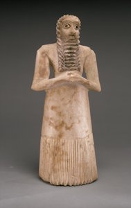 स्थायी पुरुष उपासक, प्रारंभिक वंशावली, c.2900-2600 ईसा पूर्व (जिप्सम अलबास्टर, शैल, काला चूना पत्थर, कोलतार) द्वारा सुमेरियन