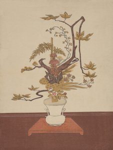 इके-नो-बो स्टाइल में इके बाना फ्लावर अरेंजमेंट, शायद 1765, शायद 1765। द्वारा सुज़ुकी हरुनोबु