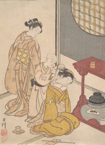 डबल-शेल्फ स्टैंड पर रात की बारिश, आठ पार्लर व्यूज श्रृंखला से ज़शिकी हक ..., सीए। 1766. द्वारा सुज़ुकी हरुनोबु