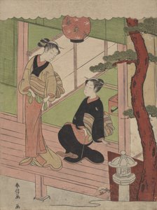 बरामदे में दो युवतियां, ca.1766-70, ca.1766-70। द्वारा सुज़ुकी हरुनोबु