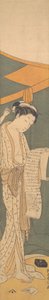 नाईट रोब में महिला एक पत्र पढ़ रही है, 1764-72।, 1764-72। द्वारा सुज़ुकी हरुनोबु