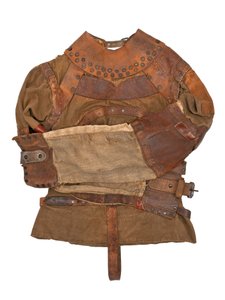 हैरी हॉदिनी के स्वामित्व वाले स्ट्रेटजैकेट, c.1915 (खाकी कैनवास, चमड़ा और धातु के छत्ते) द्वारा स्वानफेल्ट तम्बू और शामियाना कं।