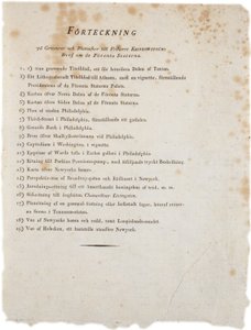 1824 के संयुक्त राज्य अमेरिका के क्लिनकोस्ट्रोम्स एटलस से प्राप्त चित्रों की सूची द्वारा स्वीडिश स्कूल