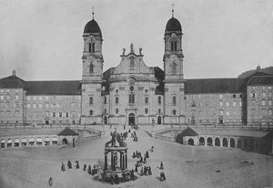 Einsiedeln, Facade du Couvent (b / w फोटो) द्वारा स्विस फोटोग्राफर