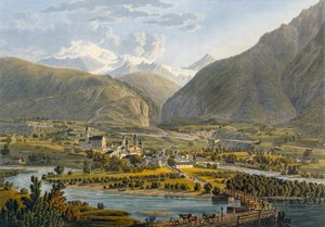 ब्रिग ऑन द रोन, बर्नीज़ आल्प्स, स्विट्जरलैंड, 1819। द्वारा स्विस स्कूल