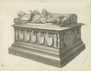 पेनक्रिज चर्च - [सर एडवर्ड लिटलटन] का मकबरा: सीपिया ड्राइंग, एन डी [18वीं सदी के अंत में] (ड्राइंग)