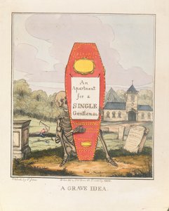 ए ग्रेव आइडिया: एन अपार्टमेंट फॉर अ जेंटलमैन, पब। 1828 (रंग उत्कीर्णन)