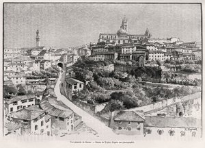 सिएना (इटली) का सामान्य दृश्य। एडौर्ड चार्टन (1807-1891), हैचेट, पेरिस द्वारा निर्देशित ले टूर डू मोंडे 1892 में यूजीन मुंत्ज़ (1845-1902) द्वारा कहानी "" ए ट्रैवर्स ला टस्केन "" को चित्रित करने के लिए टेलर द्वारा उत्कीर्ण। द्वारा टी टेलर