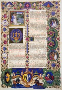 गाने का गीत, बोर्सो डी'एस्ट की बाइबिल के खंड I से, तादेदेव क्रिवेली (1425-1479) और अन्य द्वारा प्रकाशित, लैटिन पांडुलिपि 422-423, फोलियो 284, रेक्टो, चर्मपत्र द्वारा तदेदेव क्रिवल्लि