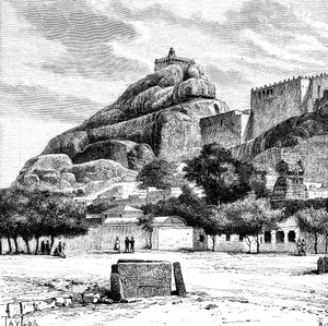 भारत के तिरुचिरापल्ली का रॉक फोर्ट मंदिर, 1895।