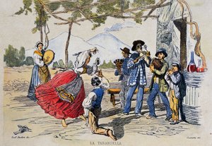नीपोलिटन टारेंटेला, तेओडोरो डुक्लेरे (1814-1869), इटली द्वारा ड्राइंग से उकेरा गया