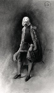 विक्टर ह्यूगो (1802-85) द्वारा 'रुय ब्लास' (1838) के लिए कॉस्टयूम, 1879 में कॉमेडी फ्रैंकेइस में पुनरुद्धार (कागज पर पानी के रंग) (बी / डब्ल्यू फोटो) द्वारा गु। थॉमस