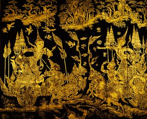रामकियन का एपिसोड, एक स्क्रीन का विवरण (सोना और लाह) द्वारा थाई स्कूल