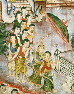 Wiharn Laikarn, episode from Jataka Sang Thong (fresco) द्वारा थाई स्कूल