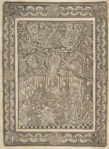 द डेथ, एसेम्प्शन, एंड क्राउनिंग ऑफ़ द वर्जिन, सीए। 1470-85। द्वारा पर्वतीय बादलों का स्वामी और चर्च के पिताओं की सीमा का स्वामी