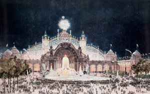 यूनिवर्सल प्रदर्शनी, बिजली और पानी के महल का दृश्य, पेरिस (प्रिंट () द्वारा थियोडोर जोसेफ ह्यूबर्ट हॉफबॉयर