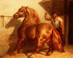 लोहार पर गाड़ी का घोड़ा द्वारा थिओडोर (attr। To) Gericault