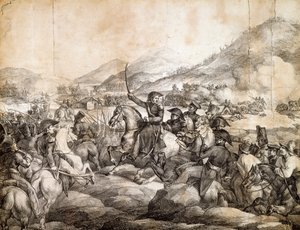 चाकाबुको की लड़ाई, फरवरी 1817, जिसने स्पेनिश पर जोस डी सैन मार्टिन की जीत का फैसला किया, द्वारा थियोडोर गेरिकॉल्ट, ड्राइंग, अर्जेंटीना द्वारा थियोडोर गेरिकौल्ट