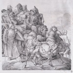 घायल सैनिकों से भरी गाड़ी, 1818। द्वारा थियोडोर गेरिकौल्ट