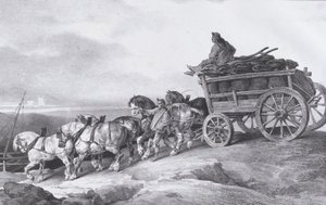 कोल वैगन [sic.] घोड़ों द्वारा खींचा गया, 1822। द्वारा थियोडोर गेरिकौल्ट
