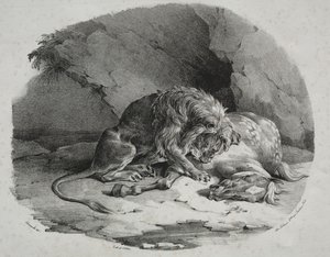एक शेर, 1823 द्वारा घोड़ों का भक्षण। द्वारा थियोडोर गेरिकौल्ट