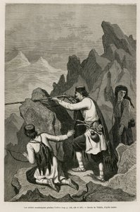 कार्रवाई के दौरान मोंटेनिग्रिन सैनिक, 1876 के युद्ध के दौरान, जिसके दौरान सर्बिया और मोंटेनेग्रो ने ओटोमन तुर्की पर युद्ध की घोषणा की, वेलेरियो द्वारा चित्रित, 1874 में चार्ल्स यरीयर्ट (1832-1898) द्वारा मोंटेनेग्रो की यात्रा का वर्णन करने के लिए। ले टूर म द्वारा थियोडोर वेलेरियो