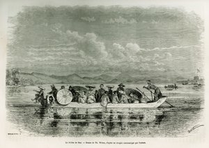 ह्यू (वियतनाम) की नदी पर एक नाव, थ द्वारा ड्राइंग। वेबर, 1875 में ह्यू (अन्नाम साम्राज्य) में दूतावास के आठ दिनों की कहानी को चित्रित करने के लिए, मिस्टर ब्रोसार्ड डी कॉर्बिन, लेफ्टिनेंट (एन), मिशन से जुड़े। ले टूर डू मोंडे में उत्कीर्णन