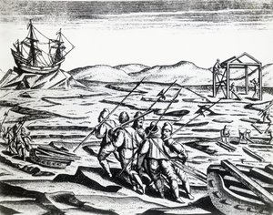 थियोडोर डी ब्राय (1528-1598) द्वारा उत्कीर्णन द्वारा पूर्वोत्तर मार्ग की खोज में विलियम बैरेंट्स (सीए 1550-1597) के नेतृत्व में अभियान, पेरेग्रिनेशन्स से द्वारा थियोडोर डी ब्राय