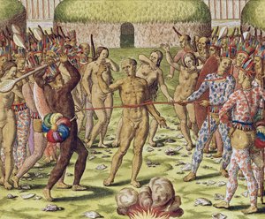 Topinambous Indian, 1562 द्वारा एक शत्रु का शोषण द्वारा थियोडोर डी ब्राय