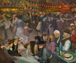 बैस्टिल डे डांस (14 जुलाई) - अलेक्जेंड्रे थियोफाइल स्टीनलेन (1859-1923) - "" बाल डू 14 जुइलेट "का विवरण द्वारा थियोफाइल एलेक्जेंडर स्टीनलेन