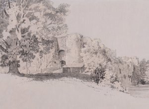 Chepstow Castle (कलम, ब्रश और स्याही एक गौचे की जमीन पर) द्वारा थॉमस (Attr। To) ट्यूडर