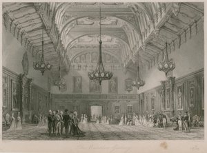 वाटरलू गैलरी, बकिंघम पैलेस। 1840 में प्रकाशित द्वारा थॉमस एलोम