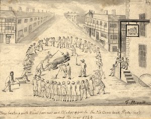 बियरिंग, मैनचेस्टर, 1819 (कागज पर पेन और स्याही धोएं)