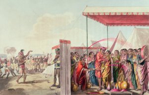 5 अप्रैल 1813 (रंग उत्कीर्णन), &39;ए महरत्ता कैंप&39; से होली खेलते हुए