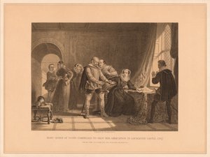 मैरी क्वीन ऑफ़ स्कॉट्स लोक्लेवेन कैसल, 1567, 1878 में अपने अब्दिकेशन पर हस्ताक्षर करने के लिए मजबूर