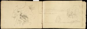 पिट्सफ़ील्ड के पास होज़िक या सैडल पर्वत और झील, c.1832 (ऑफ-व्हाइट वॉव पेपर पर ग्रेफाइट पेंसिल) (3514873 भी देखें) द्वारा थॉमस कोल