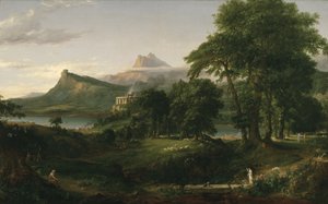 साम्राज्य का पाठ्यक्रम: आर्केडियन या देहाती राज्य, c.1836 (कैनवास पर तेल) द्वारा थॉमस कोल