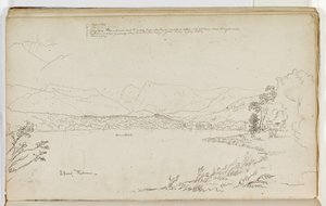 हेड ऑफ़ विंडरमेरे, लेक डिस्ट्रिक्ट, इंग्लैंड, 1829 (कागज पर पेंसिल पर स्याही और स्याही) द्वारा थॉमस कोल
