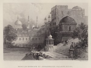 बावली, और जहांगीर के महल के अवशेष, दिल्ली (रंगीन लिथो) द्वारा थॉमस कोलमैन (बाद में) डिबदिन