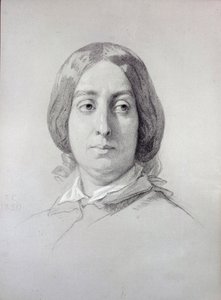 पोर्ट्रेट ऑफ़ द वूमन ऑफ़ लेटर्स जॉर्ज सैंड (1804-1876) औरोर ड्यूपिन, थॉमस कॉउचर द्वारा बैरोन डुडेवेंट ड्रॉइंग (1815-1879) 1844 पेरिस, मुसी डे ला वी रोमैंटिक द्वारा थॉमस कॉउचर